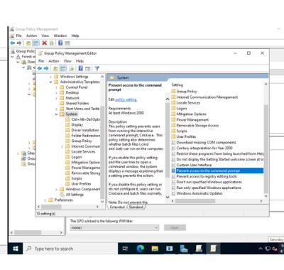 Group Policy Management Editor showing the 