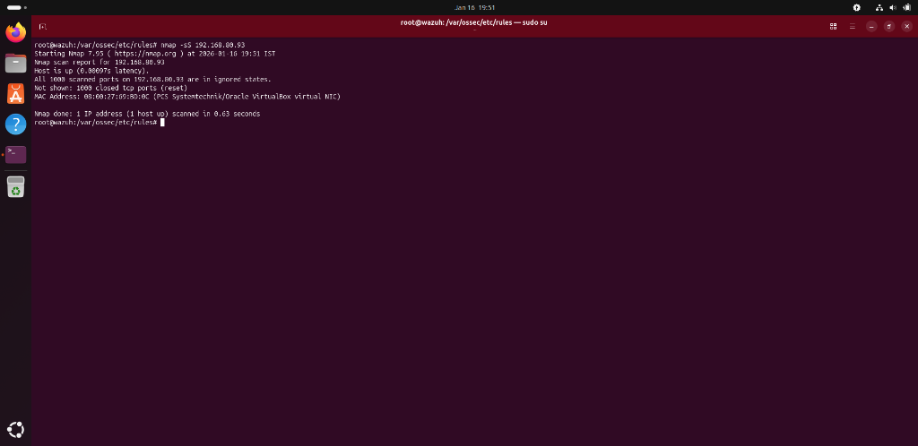 Executing a stealth Nmap scan to trigger the IDS.